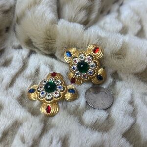 NEW Catwalk Jon Gold and Multicolor Crystal Earrings